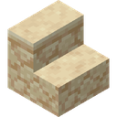Sandstone Stairs.png: Inventory sprite for Sandstone Stairs in Minecraft as shown in-game linking to https://minecraft.wiki/w/Sandstone_Stairs with description: Sandstone Stairs