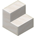 Quartz Stairs.png: Inventory sprite for Quartz Stairs in Minecraft as shown in-game linking to https://minecraft.wiki/w/Quartz_Stairs with description: Quartz Stairs
