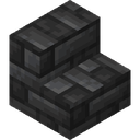 Deepslate Tile Stairs.png: Inventory sprite for Deepslate Tile Stairs in Minecraft as shown in-game linking to https://minecraft.wiki/w/Deepslate_Tile_Stairs with description: Deepslate Tile Stairs