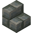 Tuff Brick Stairs.png: Inventory sprite for Tuff Brick Stairs in Minecraft as shown in-game linking to https://minecraft.wiki/w/Tuff_Brick_Stairs with description: Tuff Brick Stairs