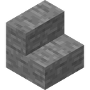Stone Stairs.png: Inventory sprite for Stone Stairs in Minecraft as shown in-game linking to https://minecraft.wiki/w/Stone_Stairs with description: Stone Stairs