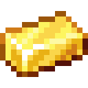 Gold Ingot.png: Inventory sprite for Gold Ingot in Minecraft as shown in-game with description: Gold Ingot