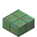 Waxed Weathered Cut Copper Slab.png: Inventory sprite for Waxed Weathered Cut Copper Slab in Minecraft as shown in-game linking to https://minecraft.wiki/w/Waxed_Weathered_Cut_Copper_Slab with description: Waxed Weathered Cut Copper Slab