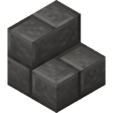 Deepslate Brick Stairs.png: Inventory sprite for Deepslate Brick Stairs in Minecraft as shown in-game linking to https://minecraft.wiki/w/Deepslate_Brick_Stairs with description: Deepslate Brick Stairs
