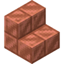 Cut Copper Stairs.png: Inventory sprite for Cut Copper Stairs in Minecraft as shown in-game with description: Cut Copper Stairs