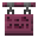 Crimson Hanging Sign.png: Inventory sprite for Crimson Hanging Sign in Minecraft as shown in-game linking to https://minecraft.wiki/w/Crimson_Hanging_Sign with description: Crimson Hanging Sign