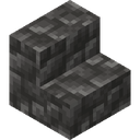 Cobbled Deepslate Stairs.png: Inventory sprite for Cobbled Deepslate Stairs in Minecraft as shown in-game linking to https://minecraft.wiki/w/Cobbled_Deepslate_Stairs with description: Cobbled Deepslate Stairs