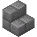 Stone Brick Stairs.png: Inventory sprite for Stone Brick Stairs in Minecraft as shown in-game linking to https://minecraft.wiki/w/Stone_Brick_Stairs with description: Stone Brick Stairs