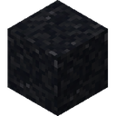 Black Concrete Powder.png: Inventory sprite for Black Concrete Powder in Minecraft as shown in-game linking to https://minecraft.wiki/w/Black_Concrete_Powder with description: Black Concrete Powder