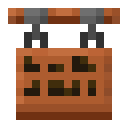 Acacia Hanging Sign.png: Inventory sprite for Acacia Hanging Sign in Minecraft as shown in-game linking to https://minecraft.wiki/w/Acacia_Hanging_Sign with description: Acacia Hanging Sign