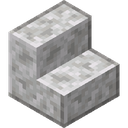 Polished Diorite Stairs.png: Inventory sprite for Polished Diorite Stairs in Minecraft as shown in-game linking to https://minecraft.wiki/w/Polished_Diorite_Stairs with description: Polished Diorite Stairs