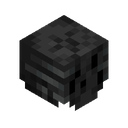Wither Skeleton Skull.png: Inventory sprite for Wither Skeleton Skull in Minecraft as shown in-game linking to https://minecraft.wiki/w/Wither_Skeleton_Skull with description: Wither Skeleton Skull