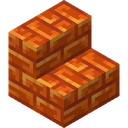 Resin Brick Stairs.png: Inventory sprite for Resin Brick Stairs in Minecraft as shown in-game linking to https://minecraft.wiki/w/Resin_Brick_Stairs with description: Resin Brick Stairs