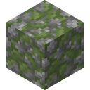 Mossy Cobblestone.png: Inventory sprite for Mossy Cobblestone in Minecraft as shown in-game linking to Mossy Cobblestone with description: Mossy Cobblestone
