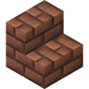 Brick Stairs.png: Inventory sprite for Brick Stairs in Minecraft as shown in-game linking to https://minecraft.wiki/w/Brick_Stairs with description: Brick Stairs