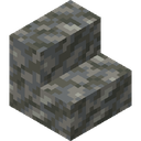 Tuff Stairs.png: Inventory sprite for Tuff Stairs in Minecraft as shown in-game linking to https://minecraft.wiki/w/Tuff_Stairs with description: Tuff Stairs